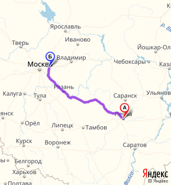 Маршрут из Пензы в Ногинск