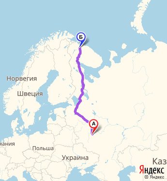 Маршрут из Тулы в Мурманск