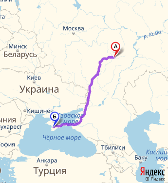 Маршрут из Пензы в Симферополя