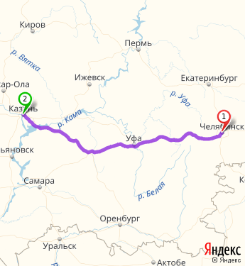 Карта автомобильных дорог челябинск казань