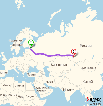 Маршрут из Барнаула в Колпино