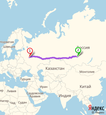Маршрут из Москвы в Красноярск