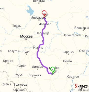 Маршрут из Саметь в Уварово