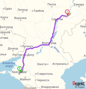 Маршрут из Балакова в Краснодар