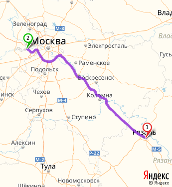 Маршрут из Рязани в Знаменское