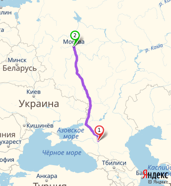 Маршрут из Ставрополя в Москву