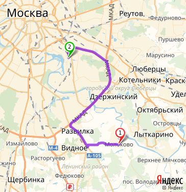 Маршрут из Молоково-1 в Москву