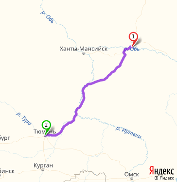 Карта от тюмени до сургута на машине