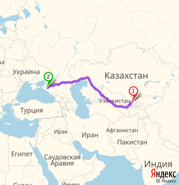 Маршрут из Ташкента в Краснодар