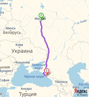 Маршрут из Сочи в Москву