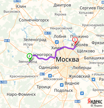 Звенигород москва карта