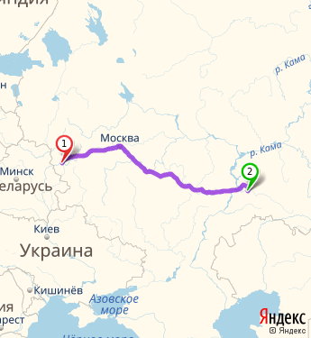 Маршрут из Смоленска в Самару