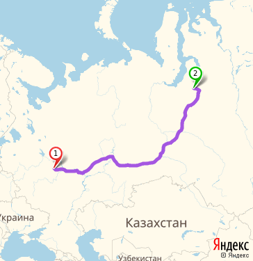 Маршрут из Коврова в Новый Уренгой