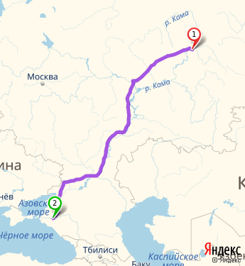 Маршрут из Перми в Краснодар