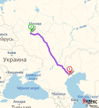 Маршрут из Астрахани в Калугу