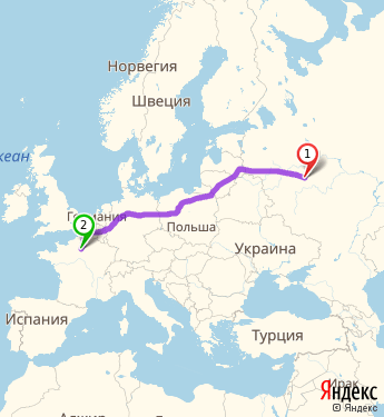Маршрут из Москвы в Париж