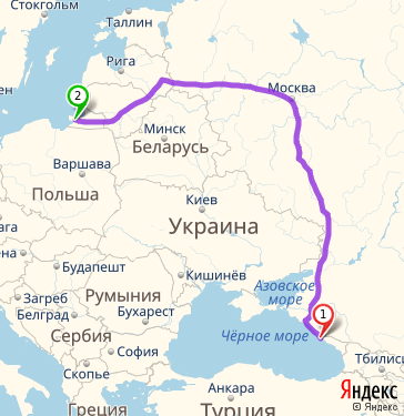Маршрут из Сочи в Калининград