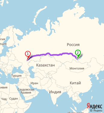 Маршрут из Саратова в Иркутск