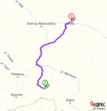 Сургут омск карта маршрут