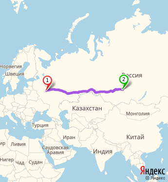 Маршрут из Москвы в Красноярск