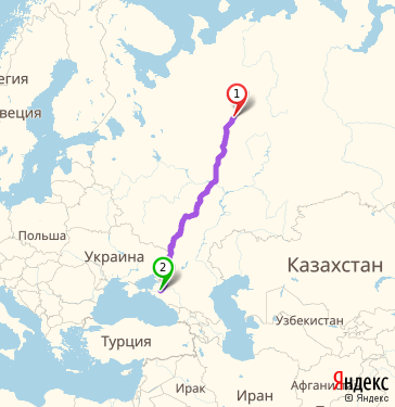 Маршрут из Сыктывкара в Краснодар