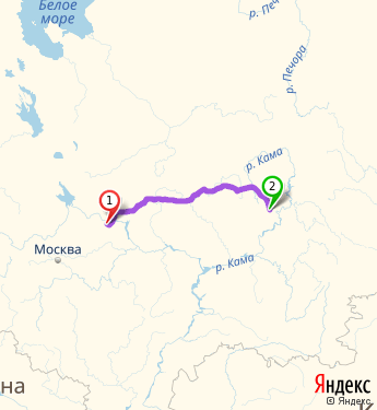 Маршрут из Казаркино в Очера