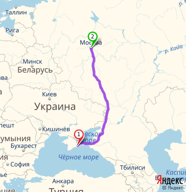 Маршрут из Феодосии в Москву