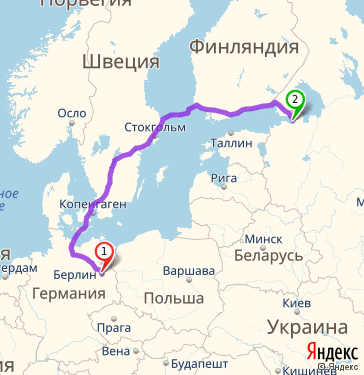Маршрут из Берлина в Санкт-Петербург