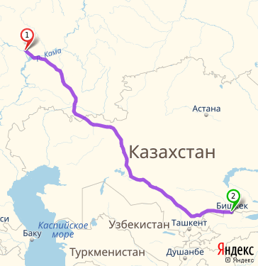Маршрут из Казани в Бишкек