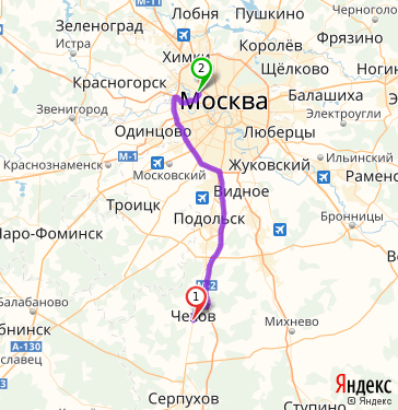 Маршрут из Чехова в Москву