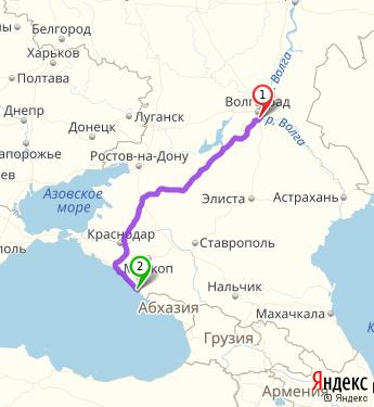 Маршрут из Волгограда в Сочи