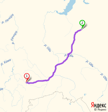 Маршрут из Екатеринбурга в Пурпе