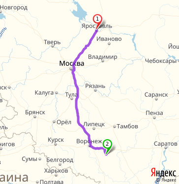 Маршрут из Ярославля в Таловую