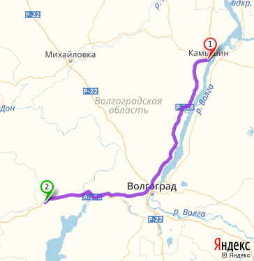 Маршрут из Камышина в Суровикино