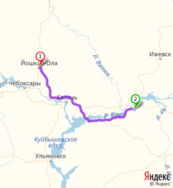 Маршрут из Йошкар-Олы в Нижнекамск