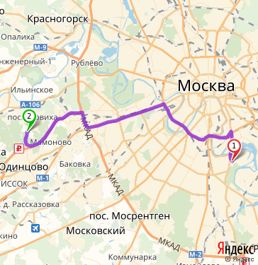 Маршрут из Москвы в Подушкино