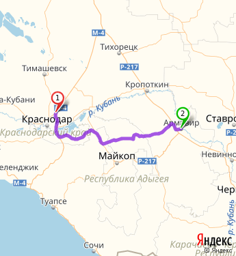 Маршрут из Краснодарского зипа-20 км в Армавира