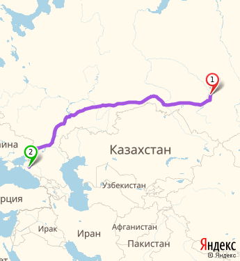 Маршрут из Томска в Краснодар