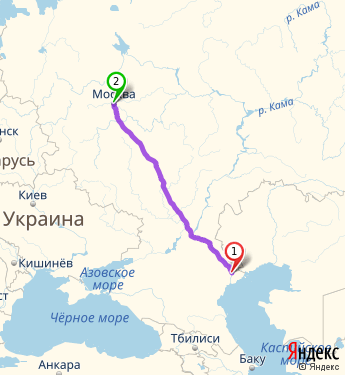 Маршрут из Астрахани в Москву