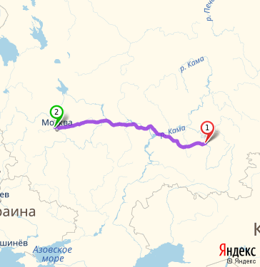 Маршрут из Уфы в Москву