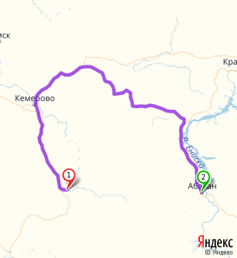 Маршрут новосибирск абакан на машине карта