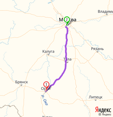 Маршрут из Орла в Москву