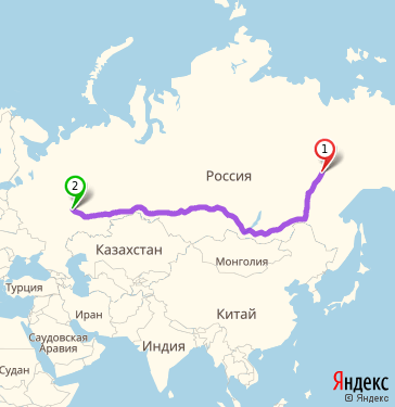 Маршрут из Якутска в Казань
