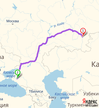 Маршрут из Магнитогорска в Краснодар
