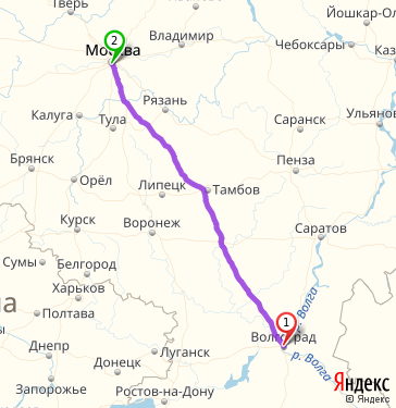 Маршрут из Волгограда в Москву