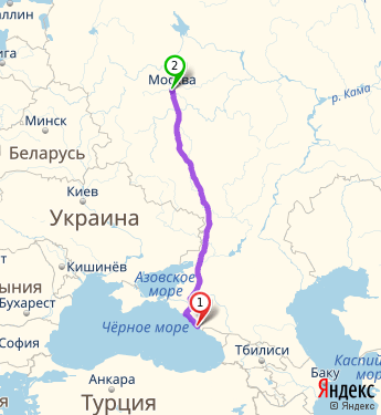 Маршрут из Сочи в Москву