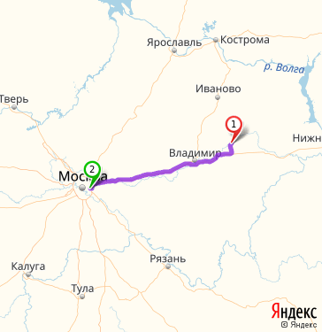 Маршрут из Коврова в Москву