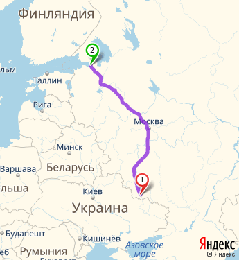 Маршрут из Белгорода в Санкт-Петербург