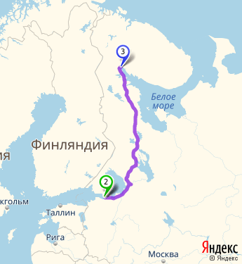 Маршрут из Санкт-Петербурга в Кандалакшу