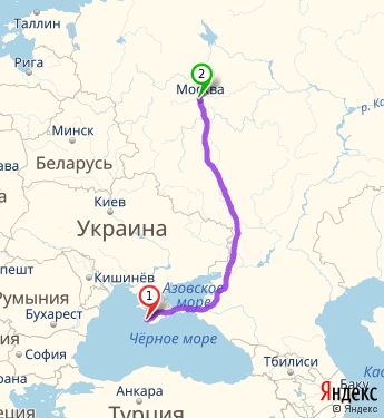 Маршрут из Севастополя в Москву